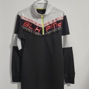 Black Pyramid Half-Zip Logo Bodycon Dress | Long Sleeve Streetwear